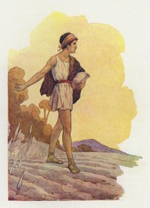 Jason kylvi lohikäärmeen hampaat (värilitografia) tekijältä Harry George Theaker