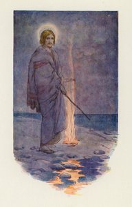 Jeesus seisoi rannalla (värilitografia) tekijältä Harry George Theaker