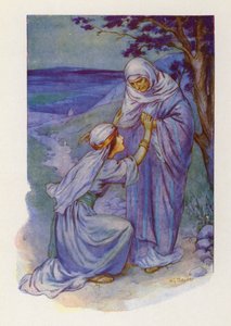 Ruut ja Noomi (värilitografia) tekijältä Harry George Theaker