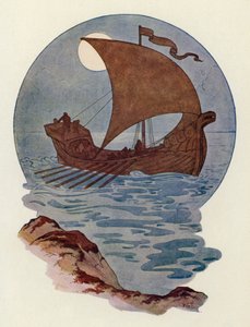 Se oli rakennettu kuin norjalainen sota-alus (värilitografia). tekijältä Harry George Theaker
