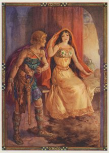 "Rouva paljasti kasvonsa", The Loathly Lady and the Gallant Knight (värilitografia)