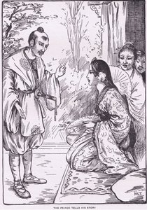Prinssi kertoo tarinansa (elokuvasta Kuun tytär) (litografia) tekijältä Harry George Theaker