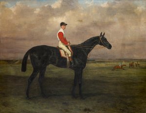 Chippendale-A Racehorse jockey kanssa Newmarket Racecourse, n.1874 (öljy kankaalle) tekijältä Harry Hall