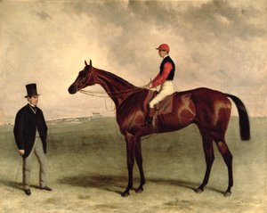 Gladiaatti Harry Grimshawin kanssa ja hänen omistajansa, kreivi Frederic de Lagrange, 1865