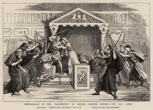 Agamemnonin esitys Balliol Collegessa, Oxfordissa, viimeinen kohtaus tekijältä Harry Hamilton Johnston