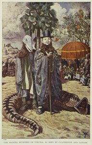 Clappertonin ja Landerin naamioituneet joruban mummit, kuvitus teoksesta "Pioneers of West Africa", 1912 tekijältä Harry Hamilton Johnston