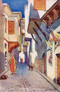 Katu Damaskoksessa, Syyriassa, n. 1910, Richard Penlaken julkaisemasta A Book of Modern Palestine -kirjasta, n. 1910. tekijältä Harry Morley