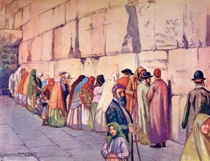 Itkumuuri, Jerusalem, Palestiina, n. 1910, Richard Penlaken julkaisemasta A Book of Modern Palestine, n. 1910. tekijältä Harry Morley
