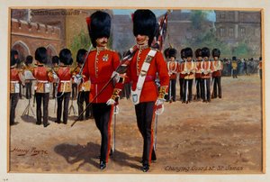 Coldstream Guards vaihtokaarti St Jamesissa, 1905 noin