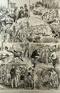 Luonnokset Henley Regattassa, The Illustrated London News, 7. helmikuuta 1881 tekijältä Harry after Furniss