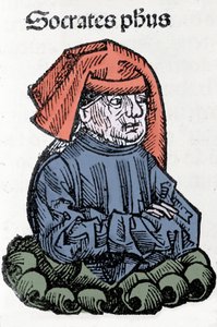 Sokrateen (470-399 eKr.), kreikkalaisen filosofin muotokuva. Hartmann Schedelin "" Nürnbergin aikakirjat" -ksylografia tekijältä Hartmann Schedel