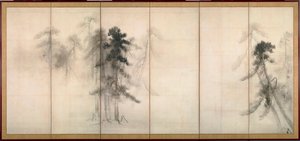 ""männyt"" Muste paperille kirjoittanut Tohaku Hasegawa (1539-1610) 1500-luku Koko 156x356 cm Japan Tokyo National Museum