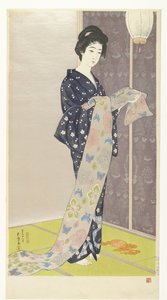 Nuori nainen kesäkimonossa Natsu yosoi no musume (otsikko esineessä) tekijältä Hashiguchi Goyô