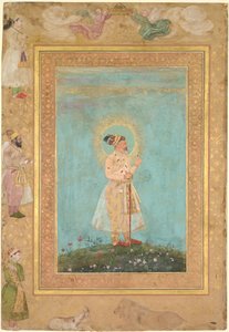 Shah Jahan pitelee spinelliä ja pitkää Deccan-miekkaa, Late Shah Jahan -albumista, n. 1650.