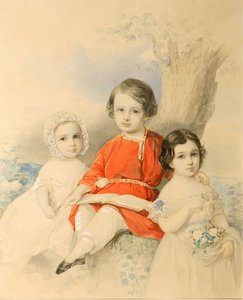 Lapset maisemassa, 1840-luku. tekijältä Hau