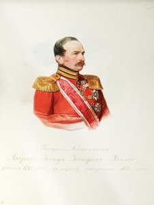 Paroni Iosif Iosifovich von Velion muotokuva 1795-1867 Imperial Horse Guardsin albumista, 1846-1849