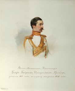 Kreivi Heinrich Cyprianovitš von Kreutzin muotokuva Imperiumin hevosvartijoiden albumista, 1846-1849