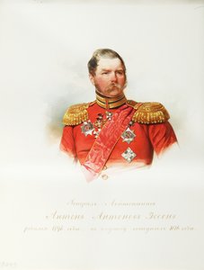 Kenraali Anton Antonovich von Essenin muotokuva 1797-1863 Imperial Horse Guardsin albumista, 1846-1849