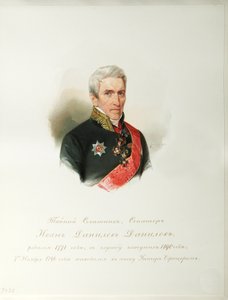 Ivan Danilovich Danilovin muotokuva 1770-1852 Imperiumin hevosvartijoiden albumista, 1846-1849