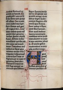 Evankeliumikirja evankelistamuotokuvilla: koristeltu alkukirjain, n. 1480.