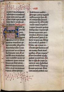 Evankeliumikirja evankelistamuotokuvilla: koristeltu alkukirjain, n. 1480.