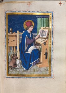 Evankeliumikirja evankelistamuotokuvilla: Pyhä Luukas, 1480-1500.