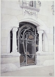 Sisäänpääsy "Castel-Beranger" -kuvitukseen Hector Guimardin (1867-1942) kirjasta tekijältä Hector Guimard