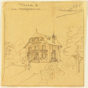 Perspektiivinen näkymä huvilasta tekijältä Hector Guimard