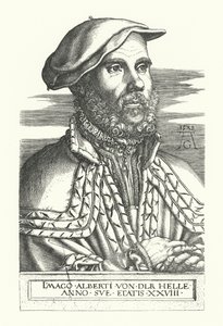 Albert van der Hellen muotokuva (kaiverrus) tekijältä Heinrich (after) Aldegrever