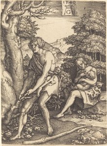 Aadam ja Eeva työssä, 1540. tekijältä Heinrich Aldegrever