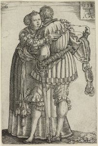 Couple Embracing, levy kuusi The Large Wedding-Dancersilta tekijältä Heinrich Aldegrever