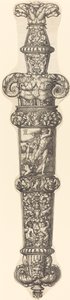 Suunnitelma tikarin tupeksi Kainin ja Abelin kanssa, 1539. tekijältä Heinrich Aldegrever