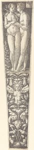 Ornamentti alastoman parin kanssa, 1532. tekijältä Heinrich Aldegrever