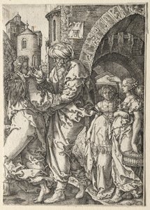 Tarina Lootista: Loot ja hänen perheensä pakenemassa Sodomasta, 1555. tekijältä Heinrich Aldegrever