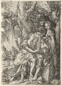Tarina Loosta: Lot tyttäriensä kanssa, 1555. tekijältä Heinrich Aldegrever