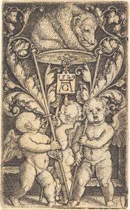 Kolme Cupidoa ja karhu, 1529. tekijältä Heinrich Aldegrever
