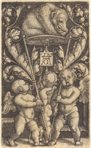 Kolme Cupidoa ja karhu, 1529. tekijältä Heinrich Aldegrever