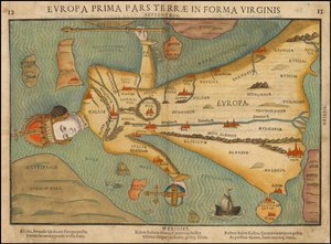 Heinrich Büntingin 1580-luvun antropomorfinen Euroopan kartta.