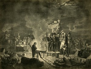 Napoleonin bivouac Wagramin taistelukentällä yöllä 5.–6.7.1809, 1921. tekijältä Heinrich Guttenberg