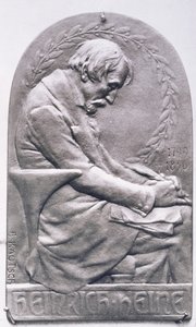 Heinrich Heinen (1797-1856) muotokuvamedaljonki (pronssi) (bw kuva)