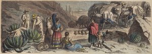Vuoristotie Meksikossa (värillinen kaiverrus) tekijältä Heinrich Leutemann