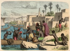 Muinainen Egypti: kalastus tekijältä Heinrich Leutemann
