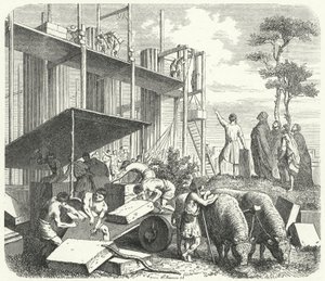 Temppelin rakentaminen Aventinuksen kukkulalle, Rooma (kaiverrus) tekijältä Heinrich Leutemann