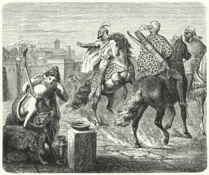 Numidian Jugurtha lähtee korruptoituneesta Rooman kaupungista (kaiverrus) tekijältä Heinrich Leutemann