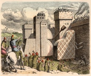 Mesopotamia, Assyria: linnoituksen hyökkäys tekijältä Heinrich Leutemann