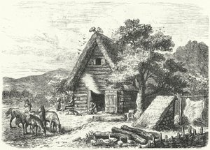 Vanha saksalainen maalaistalo (kaiverrus) tekijältä Heinrich Leutemann
