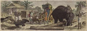 Kohtaus Bengalissa, Intiassa (värillinen kaiverrus) tekijältä Heinrich Leutemann
