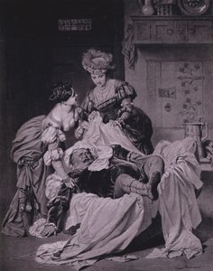 Kohtaus Shakespearen teoksesta Windsorin iloiset vaimot (näytös III, kohtaus 3) (litho) tekijältä Heinrich Lossow