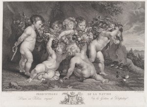 Seitsemän puttia kantamassa hedelmäseppelettä, n. 1780-87. tekijältä Heinrich Schmitz