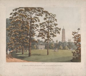 Näkymä Kew Gardensissa Alhambrasta ja pagodista, 1813.